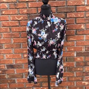 Forever 21 dressy floral half shirt top